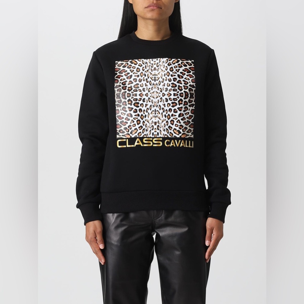 Cavalli Class By Roberto Cavalli Sweatshirt M Brand Logo Graphic Panther Print